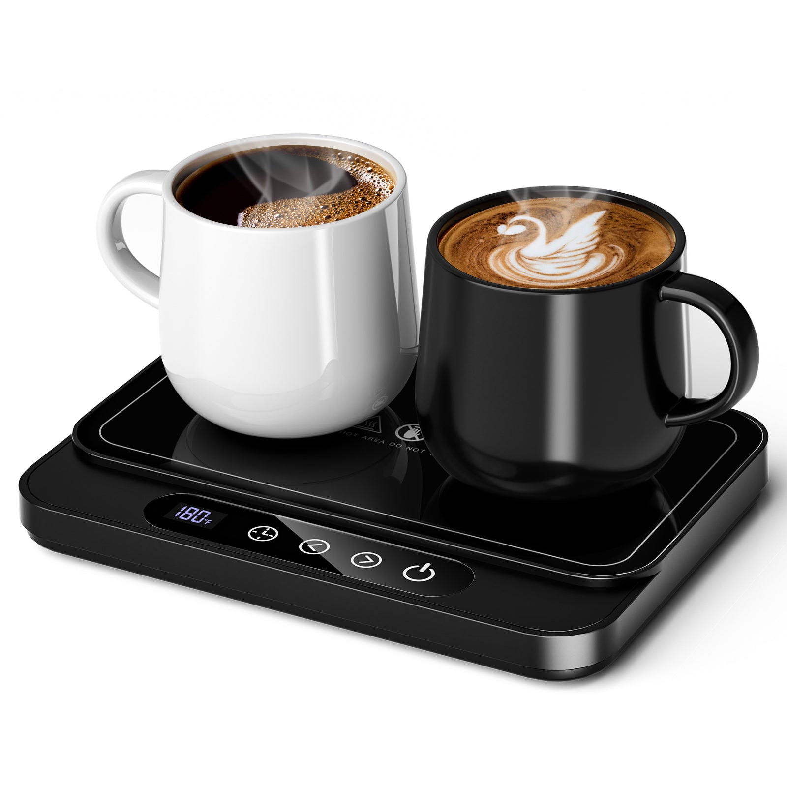 Coffee Mug Warmer, 50W Large Heating Panel Mug Warmer with 6-Temp Settings, 8H Auto Shut-Off, 12H Timer, Ultra-Thin Design, Coffee Warmer for Desk, Ideal for Home, Office, and Travel (Black)