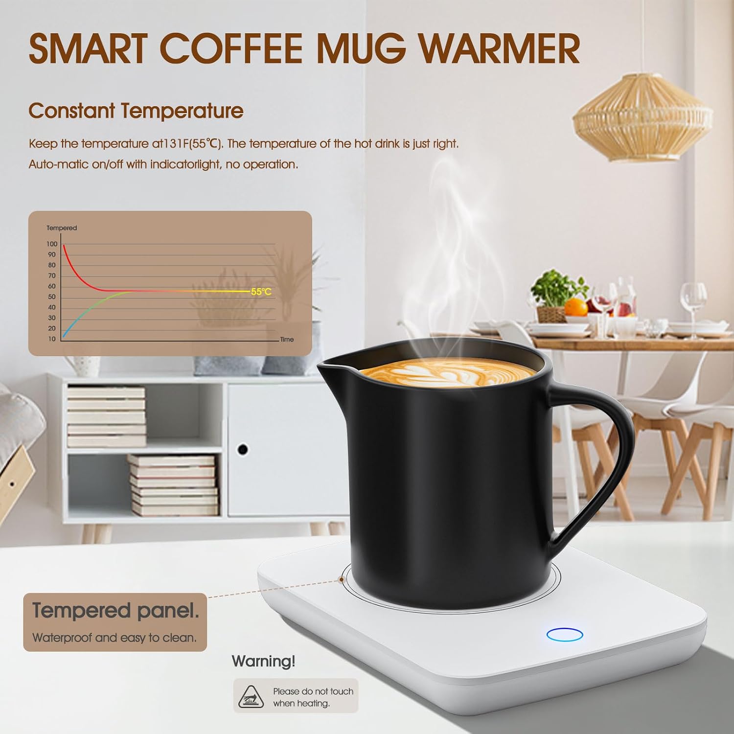 Mug Warmer, Coffee Warmer for Desk Auto Shut Off Coffee Lovers Gift Ideas, Smart Coffee Cup Warmer with Gravity-Induction Coffee Mug Warmer for Desk Use Keep Beverages Coffee Warmer (White)
