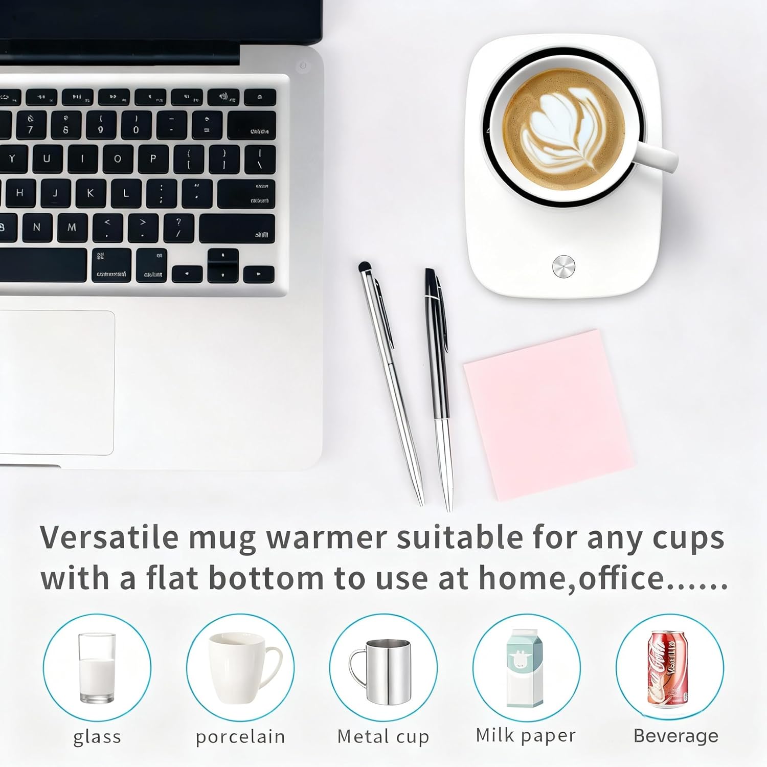 Coffee Mug Warmer, Mug Warmer for Desk Use with Auto Shut Off, Gravity-Induction Coffee Warmer for Coffee Lovers Christmas/Birthday Gift Keep Beverages Coffee Cup Warmer (White)