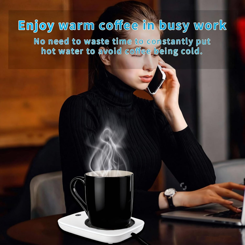 Coffee Mug Warmer, Mug Warmer for Desk Use with Auto Shut Off, Gravity-Induction Coffee Warmer for Coffee Lovers Christmas/Birthday Gift Keep Beverages Coffee Cup Warmer (White)