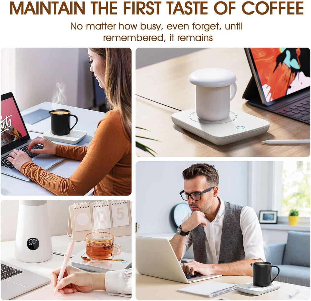 Mug Warmer, Coffee Warmer for Desk Auto Shut Off Coffee Lovers Gift Ideas, Smart Coffee Cup Warmer with Gravity-Induction Coffee Mug Warmer for Desk Use Keep Beverages Coffee Warmer (White)