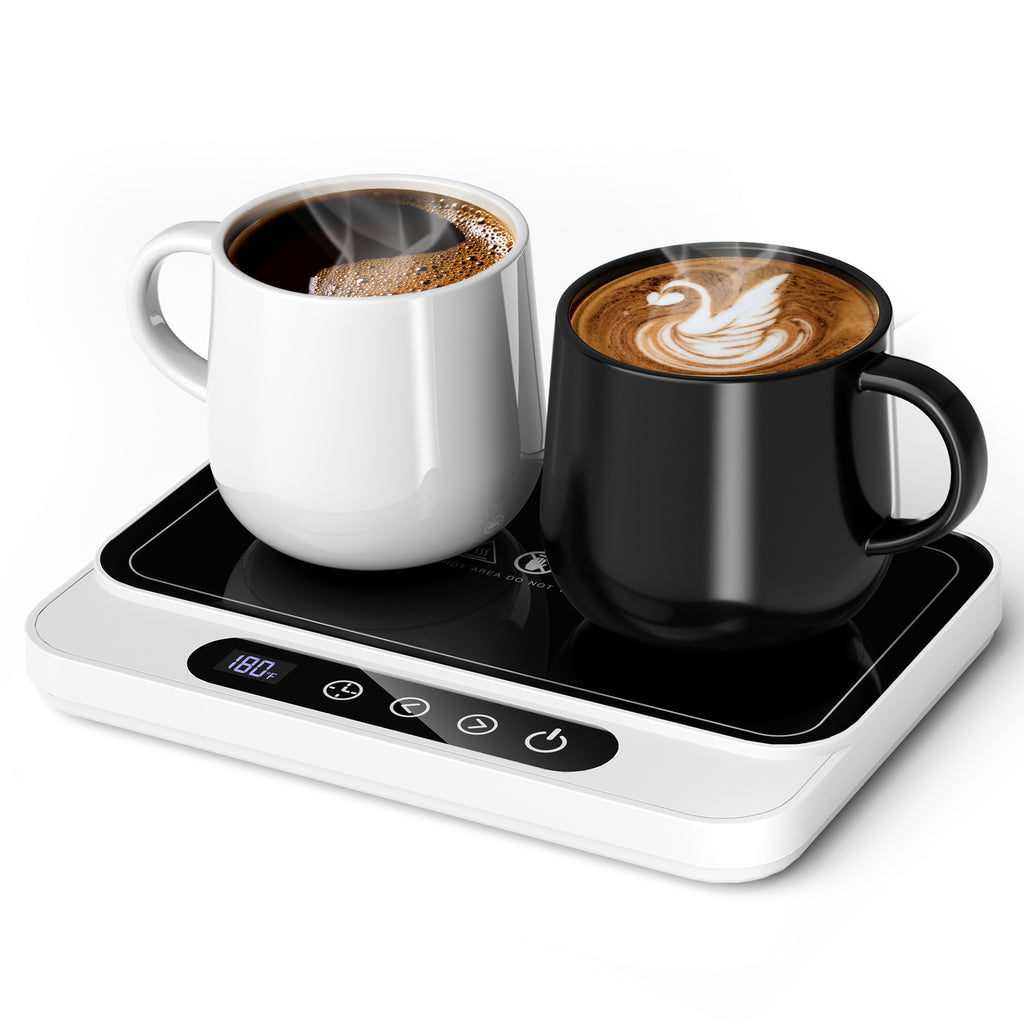 Mug Warmer, 50W Large Heating Panel Coffee Mug Warmer with 6-Temp Settings, 8H Auto Shut-Off, 12H Timer, Ultra-Thin Design, Coffee Cup Warmer for Desk, Ideal for Home, Office, Travel (White)