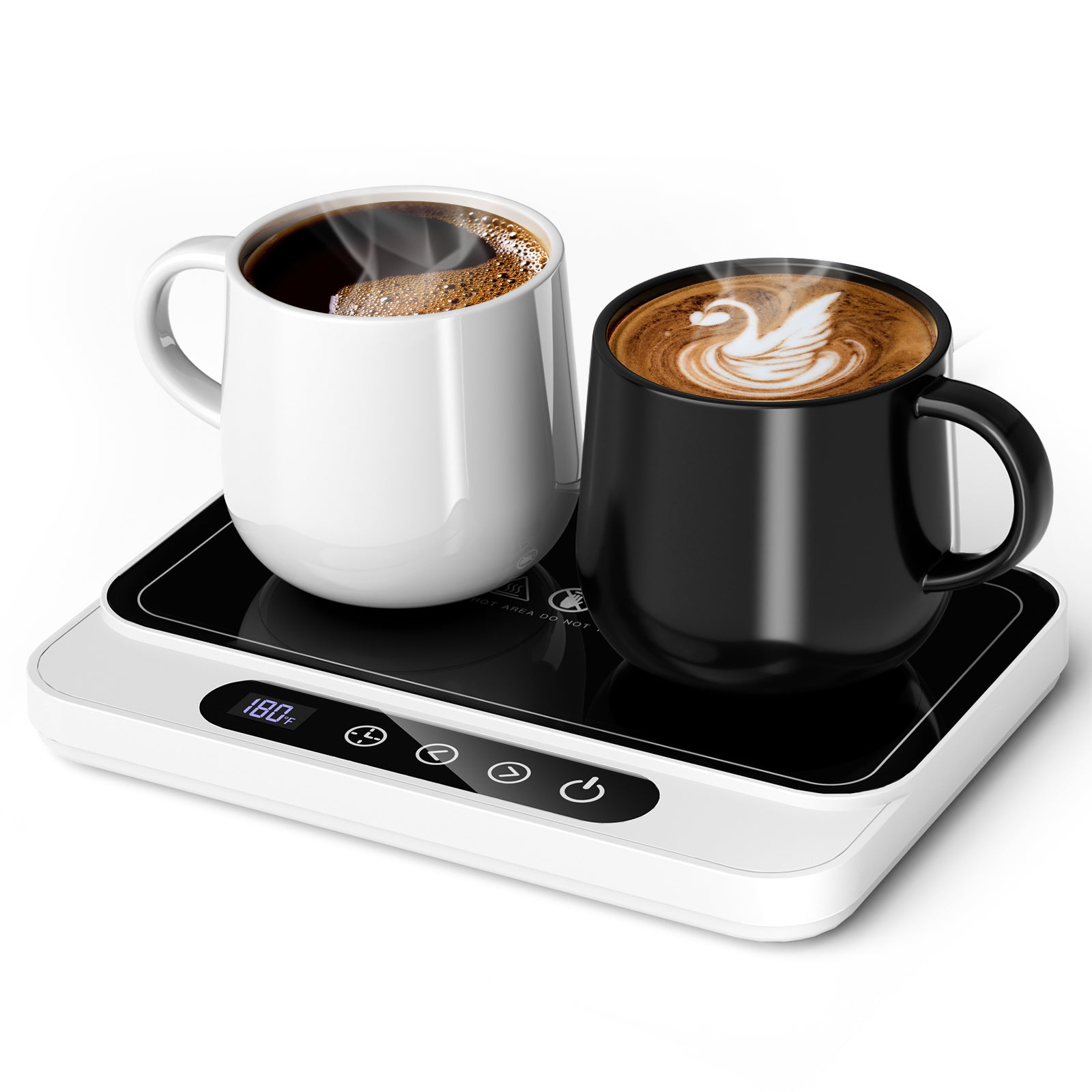 Mug Warmer, 50W Large Heating Panel Coffee Mug Warmer with 6-Temp Settings, 8H Auto Shut-Off, 12H Timer, Ultra-Thin Design, Coffee Cup Warmer for Desk, Ideal for Home, Office, Travel (White)