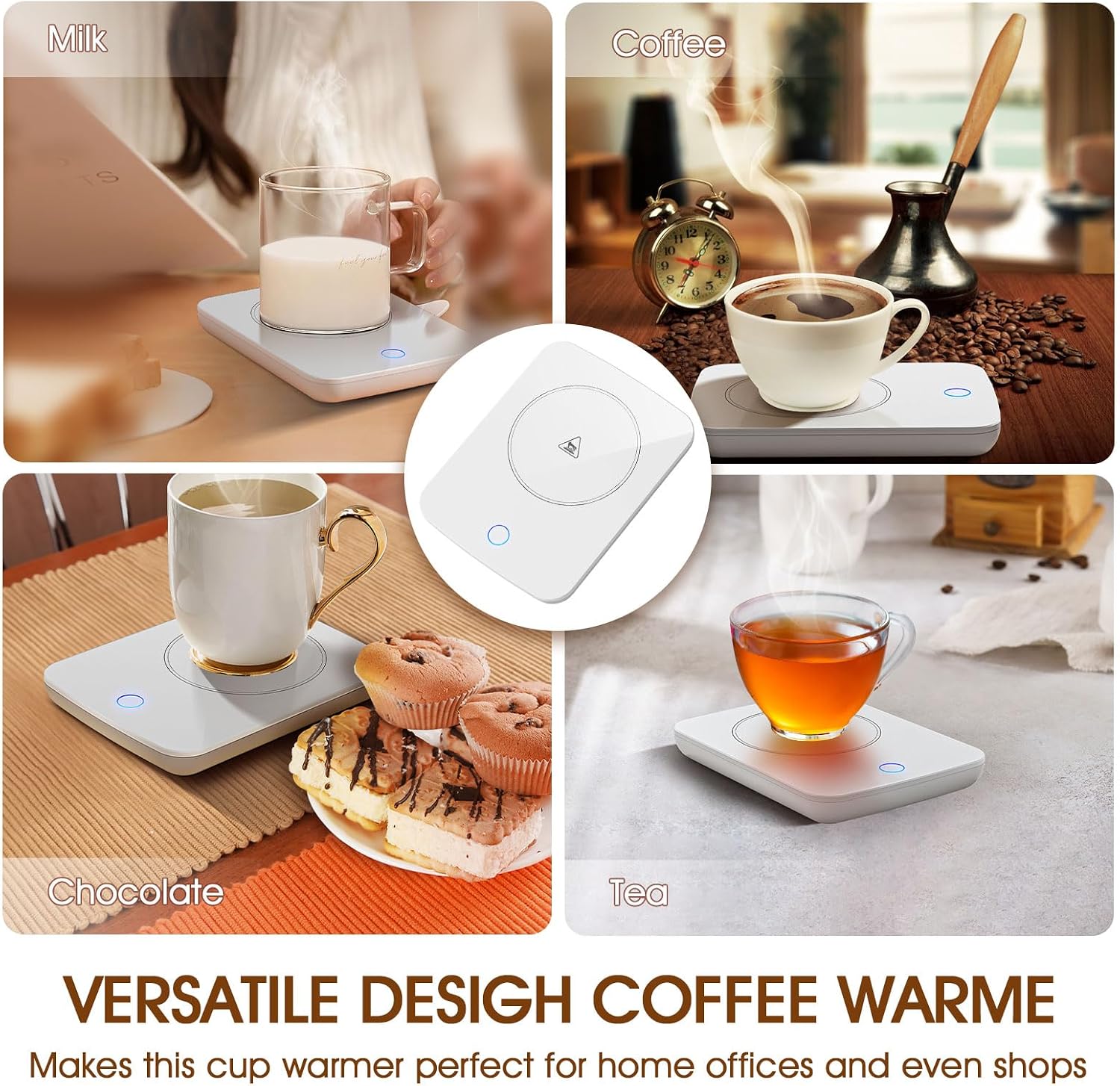 Mug Warmer, Coffee Warmer for Desk Auto Shut Off Coffee Lovers Gift Ideas, Smart Coffee Cup Warmer with Gravity-Induction Coffee Mug Warmer for Desk Use Keep Beverages Coffee Warmer (White)
