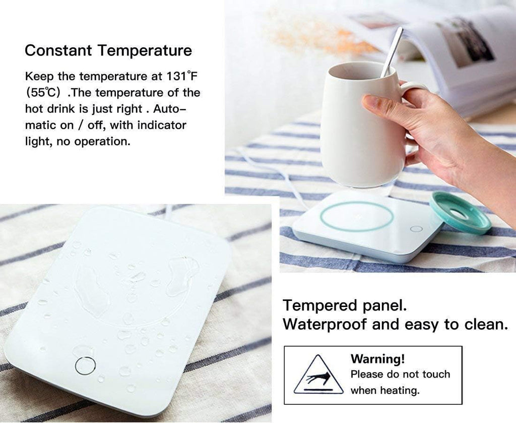 Mug Warmer, Coffee Warmer for Desk Auto Shut Off Coffee Lovers Gift Ideas, Smart Coffee Cup Warmer with Gravity-Induction Coffee Mug Warmer for Desk Use Keep Beverages Coffee Warmer (White)