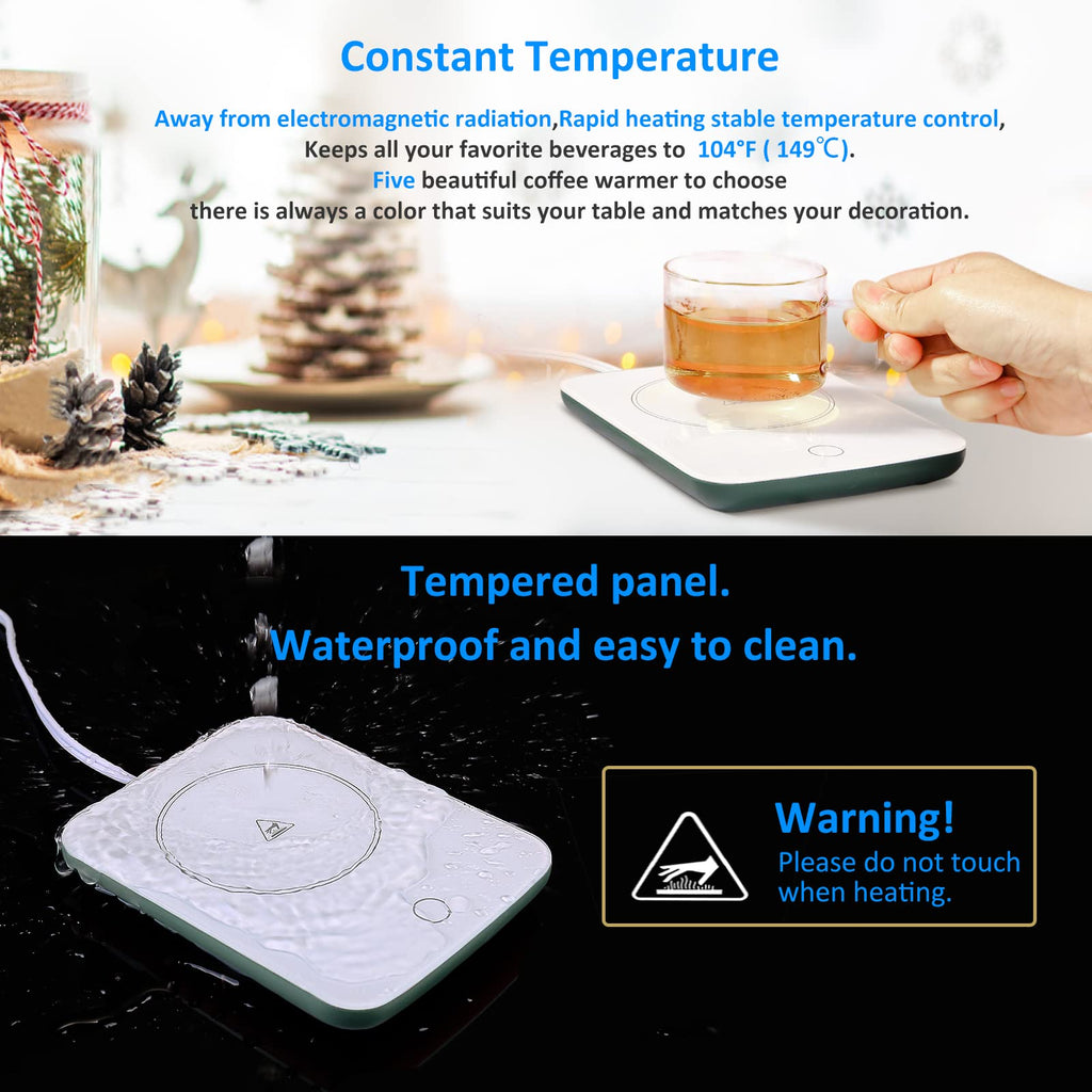 Coffee Warmer, Coffee Cup Warmer with Auto Shut Off, Gravity-Induction Coffee Warmer for Desk Use, Coffee Mug Warmer for Coffee Lovers Gift Keep Beverages Coffee Warmer (Green)