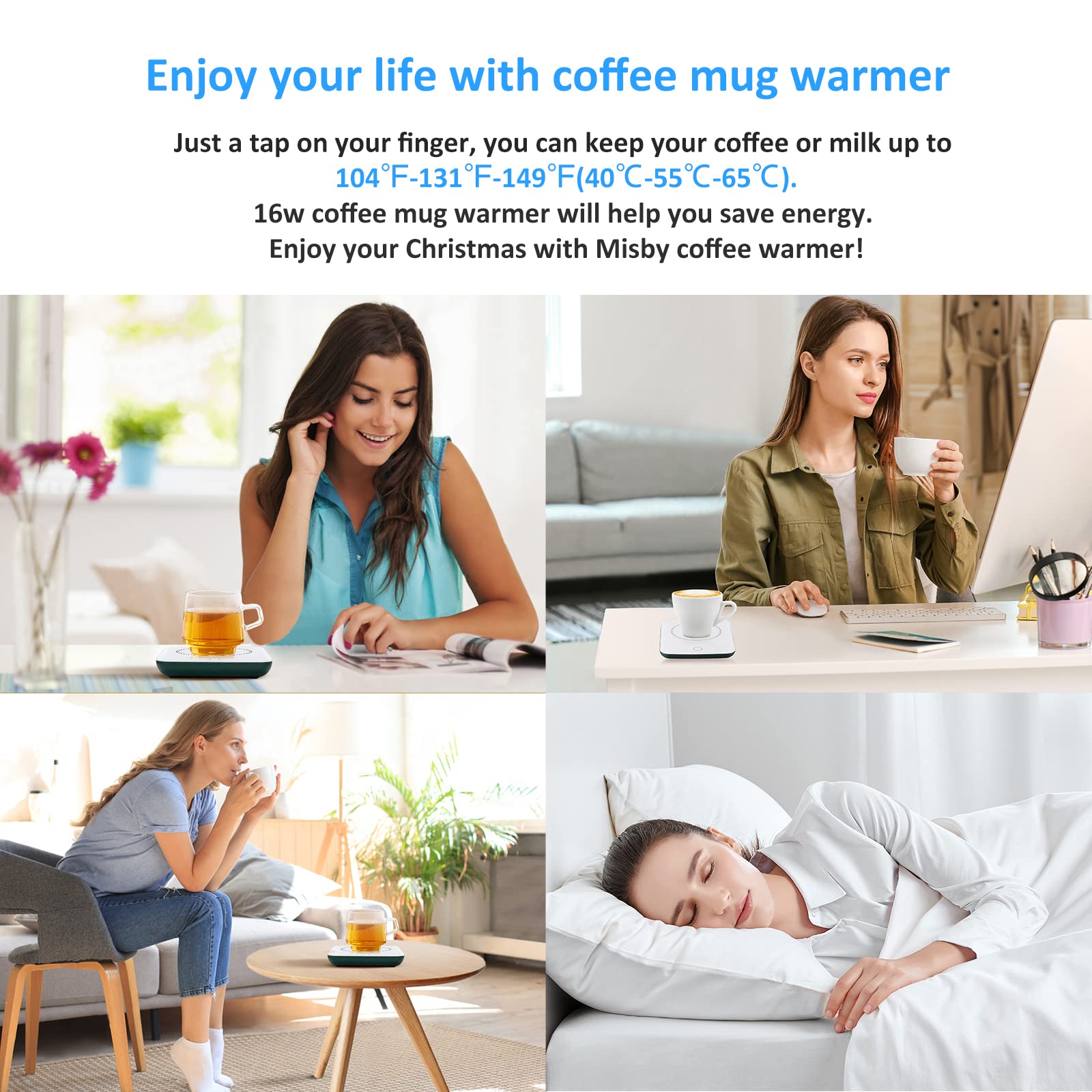 Coffee Warmer, Coffee Cup Warmer with Auto Shut Off, Gravity-Induction Coffee Warmer for Desk Use, Coffee Mug Warmer for Coffee Lovers Gift Keep Beverages Coffee Warmer (Green)